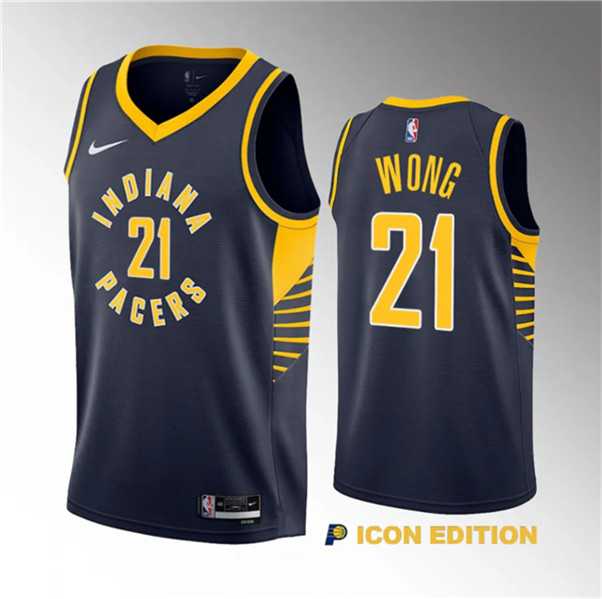 Men's Indiana Pacers #21 Isaiah Wong Navy 2023 Draft Icon Edition Stitched Basketball Jersey Dzhi